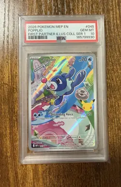 Pokemon 2026 Popplio 045 First Partner Illus Coll Series 1 GEM MINT PSA 10 - Image 1