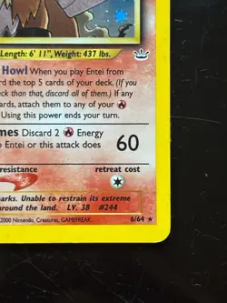 Pokemon TCG - Entei #6/64 Neo Revelation Holo Rare - LP+ Condition - Image 4