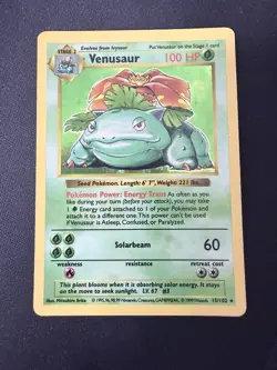 1999 Pokemon Shadowless Venusaur 15/102 Base Set Holo Rare Unlimited English - Image 1