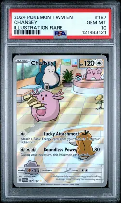 2024 POKEMON TWM EN-TWILIGHT MASQUERADE ILLUSTRATION RARE #187 CHANSEY PSA 10 - Image 1