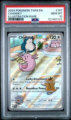 2024 POKEMON TWM EN-TWILIGHT MASQUERADE ILLUSTRATION RARE #187 CHANSEY PSA 10 - Image 1