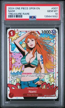 2024 ONE PIECE OP06-WINGS OF THE CAPTAIN TREASURE RARE #007 NAMI PSA 10 - Image 1