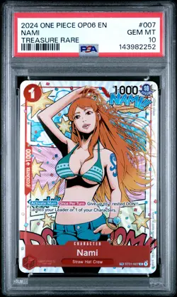2024 ONE PIECE OP06-WINGS OF THE CAPTAIN TREASURE RARE #007 NAMI PSA 10 - Image 1