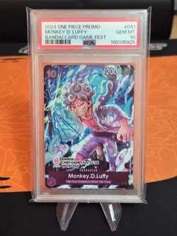 2024 One Piece Monkey D. Luffy Bandai Card Game Fest Promo #041 - GEM MT PSA 10 - Image 1