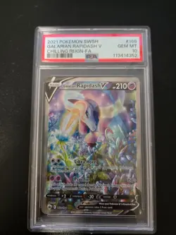 PSA 10 Galarian Rapidash V 168/198 Chilling Reign Full Art Pokemon Card - Image 1