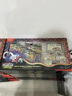 10x Pokemon Paldean Fates Great Tusk ex and Iron Treads premium Collection Box - Image 2