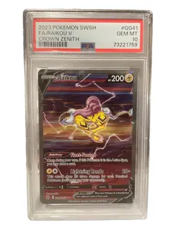 Pokemon TCG PSA 10 Raikou V GG41/GG70 Crown Zenith Galarian Gallery Holo 2023 - Image 1