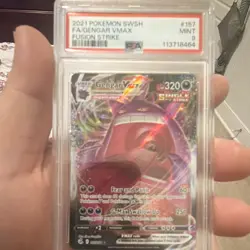Pokemon PSA 9 2021 SWSH Fusion Strike Gengar VMAX 157/264 Holo English - Image 1