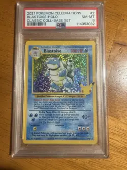 Pokemon TCG Blastoise 2/102 Celebrations Classic Collection Holo PSA 8 2021 - Image 1