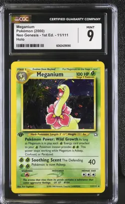 CGC 9 MINT Meganium Neo Genesis 1st Edition 11/111 Holo Pokemon Card - Image 1