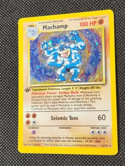 Played (MP) Machamp 1st Edition - Holo Swirl #8 Base Set Pokemon TCG - Image 3