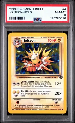 The Pokemon Company Pokemon TCG Jolteon 1999 Jungle Holo 4/64 PSA 8 Unlimited - Image 1