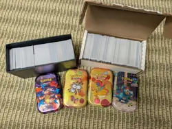 Pokemon TCG Bulk Card Lot 1000+ Rare Non-Holo Card and Tins included - Image 1