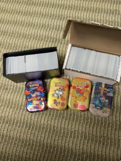 Pokemon TCG Bulk Card Lot 1000+ Rare Non-Holo Card and Tins included - Image 2