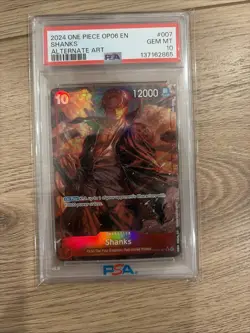 Shanks Alt. Art OP06-007 One Piece Wings of the Captain EN PSA 10 GEM MINT - Image 1