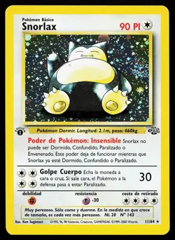Snorlax 11/64 1st Edition Holo SWIRL SPANISH Jungle Pokemon Card - Image 1