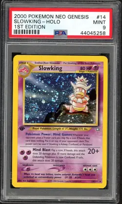 Slowking Holo 14/111 PSA 9 Neo Genesis 1st Edition Pokemon SWIRL - Image 1