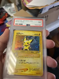 2000 Pokemon Japanese Neo Genesis Pichu Holo #172 – PSA 9 MINT SWIRL - Image 2