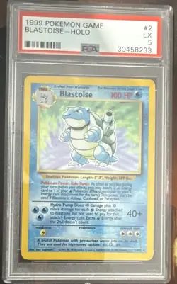 PSA 5 1999 Pokemon TCG Base Set Blastoise Holo English #2/102 - Image 1