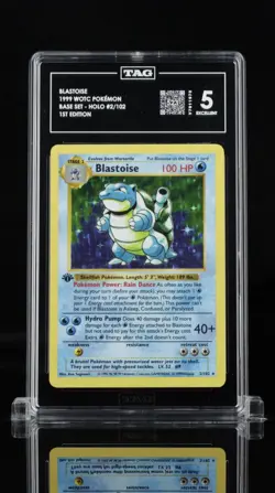 Pokemon TCG Blastoise Base Set 1st Edition Holo 2/102 TAG 5 1999 - Image 1