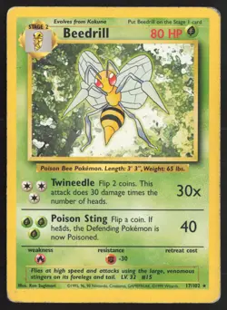 Pokemon TCG | Beedrill 17/102 | Base Set Rare | Moderately Played - Image 2