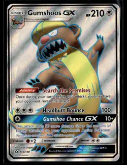 Gumshoos GX (Full Art) 145/149 Holo Ultra Rare SM Base Set Pokemon Near Mint - Image 1