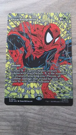 Arachnogenesis (Borderless) Mythic MTG Spider-Man Eternal On Hand - Image 1