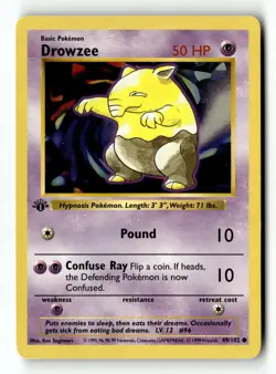 Pokemon Card Drowzee 1st Edition LP Base Set (Shadowless) 049/102 - Image 1