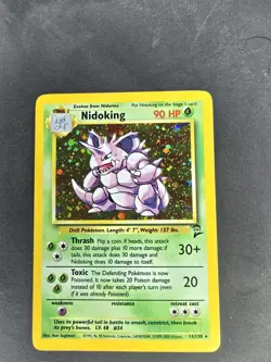 Pokemon Nidoking Holo Rare Card 11/130 Vintage Base Set 2 LP - Image 2