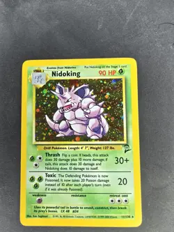 Pokemon Nidoking Holo Rare Card 11/130 Vintage Base Set 2 LP - Image 3