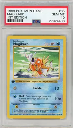 PSA 10 Pokemon TCG 1999 Base Set 1st Edition Shadowless - Magikarp 35/102 - Image 1
