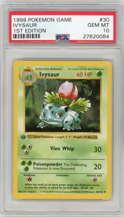 PSA 10 Pokemon TCG 1999 Base Set 1st Edition Shadowless - Ivysaur 30/102 - Image 1