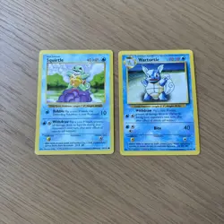 Pokemon TVG Shadowless Squirtle 63/102 & Regular Wartortle WOTC Base Set 1999 - Image 1
