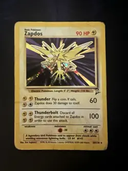 Pokemon TCG Zapdos Base Set 2 Holo Unlimited Rare Card 20/130 HP - Image 1