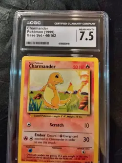 CGC 7.5 Charmander Base Set 46/102 Non-Holo 1999 Pokemon Card NM+ - Image 1