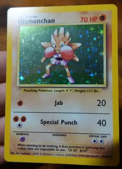 Hitmonchan 7/102 4th print 1999-2000 Holo Base Set Unlimited Pokemon Card LP- ^ - Image 3