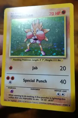 Hitmonchan 7/102 4th print 1999-2000 Holo Base Set Unlimited Pokemon Card LP- ^ - Image 4