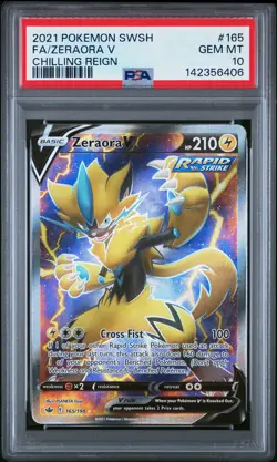 POKEMON ZERAORA V 165/198 SWSH CHILLING REIGN 2021 FULL ART PSA 10 - Image 1