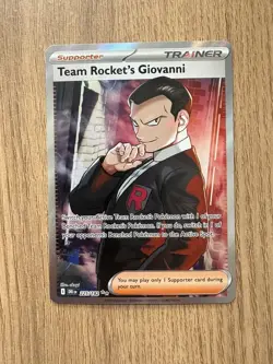 Pokemon TCG Destined Rivals Team Rocket's Giovanni Full Art Trainer Card 225/182 - Image 1