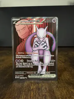 Team Rocket's Mewtwo ex #213/182 Illustration Rare Pokemon TCG Destined Rivals - Image 1