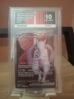 Pokemon TCG Destined Rivals Team Rocket's Mewtwo EX Full Art Card 213/182 Ace 10 - Image 1