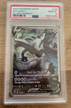 Lugia V 186/195 PSA 10 Silver Tempest Pokemon Fresh Cert Alt Art - Image 1