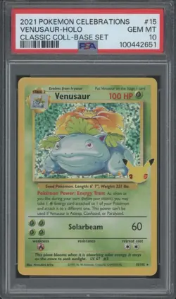 PSA 10 2021 Pokemon Celebrations Classic Collection Venusaur Holo 15/102 - Image 1