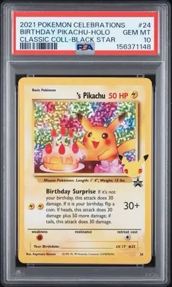 2021 POKEMON CELEBRATIONS CLASSIC COLLECTION #24 BIRTHDAY PIKACHU-HOLO PSA 10 - Image 2