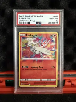Pokemon TCG Shining Fates Reshiram 017/072 Amazing Rare Holo PSA 10 (2021) - Image 1