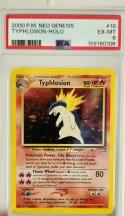 Pokemon Neo Genesis Typhlosion TCG Card 18/111 Unlimited Holo Rare PSA 6 EX-MT - Image 2