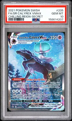POKEMON SWORD & SHIELD CHILLING REIGN FULL ART/SHADOW RIDER CALYREX VMAX PSA 10 - Image 1