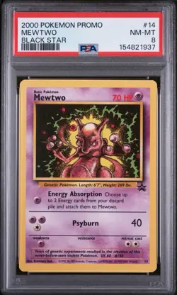 PSA 8 NM-MT Mewtwo #14 Black Star Promo Pokemon Card - Image 1