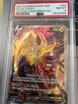 Pokemon Card - PSA 8 Jolteon V SWSH183 - Jolteon VMax Premium Collection NM-MT - Image 1