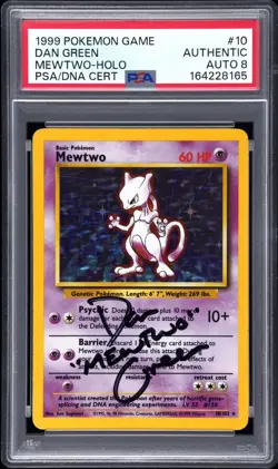 1999 POKEMON GAME #10 MEWTWO-HOLO PSA AUTHENTIC AUTO 8 - Image 1